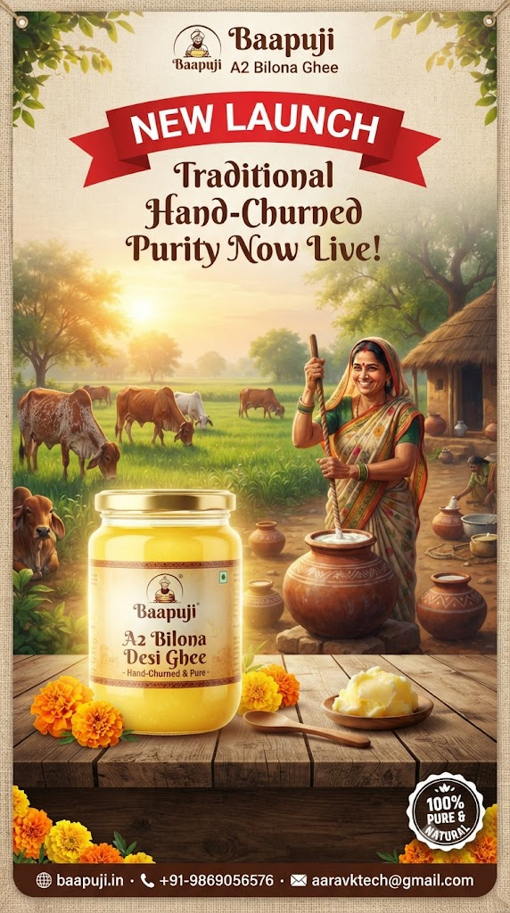 Baapuji A2 Bilona Ghee Launch — Traditional Hand-Churned Purity Now Live!