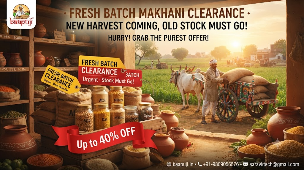 Baapuji Fresh Batch Makhani Clearance — New Harvest Coming, Old Stock Must Go!