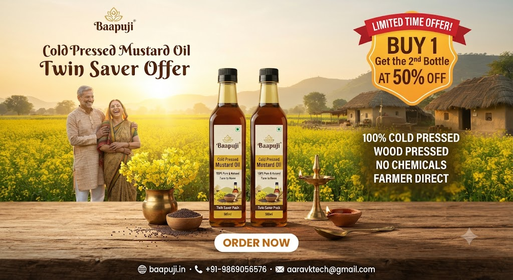 Baapuji Cold Pressed Mustard Oil Twin Saver Offer