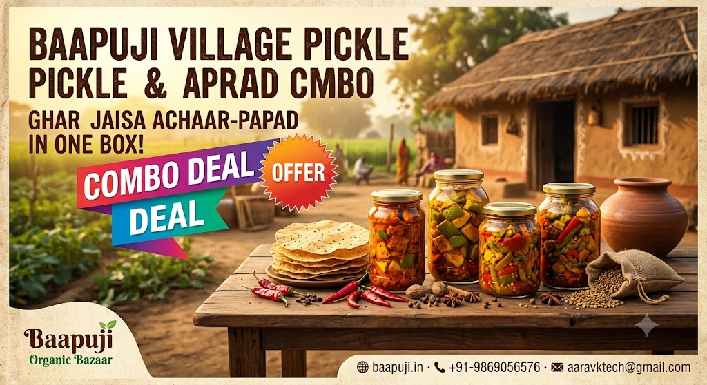 Baapuji Village Pickle & Papad Combo — Ghar Jaisa Achaar-Papad in One Box!
