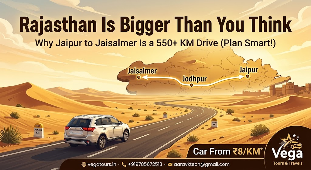 Rajasthan Is Bigger Than You Think — Why Jaipur to Jaisalmer Is a 550+ KM Drive (Plan Smart!)