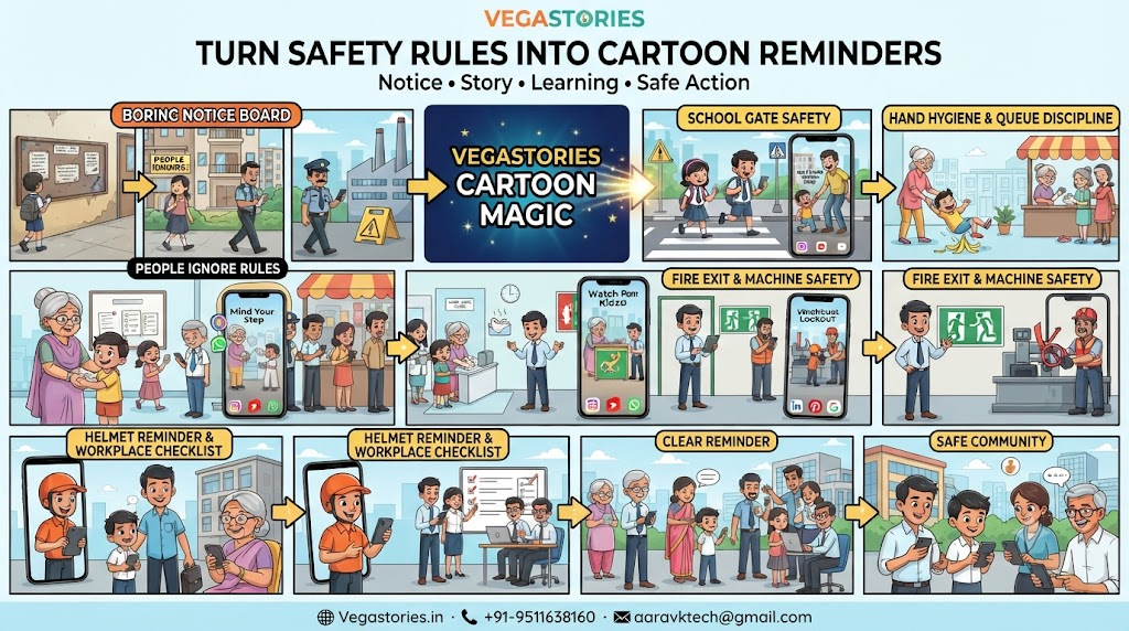 Safety Rule Se Cartoon Reminder: turn boring do's and don'ts into memorable Indian cartoon reels