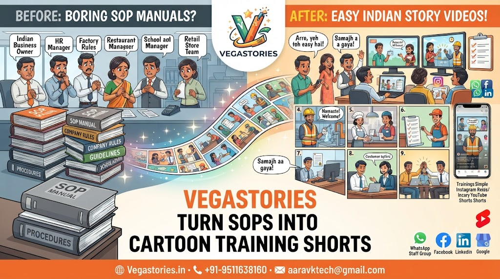 Employee Training to Cartoon SOP Shorts: Turn Workplace Rules into Easy Indian Story Videos