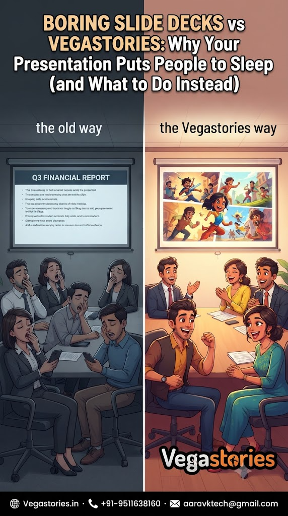 Boring Slide Decks vs Vegastories: Why Your Presentation Puts People to Sleep (and What to Do Instead)