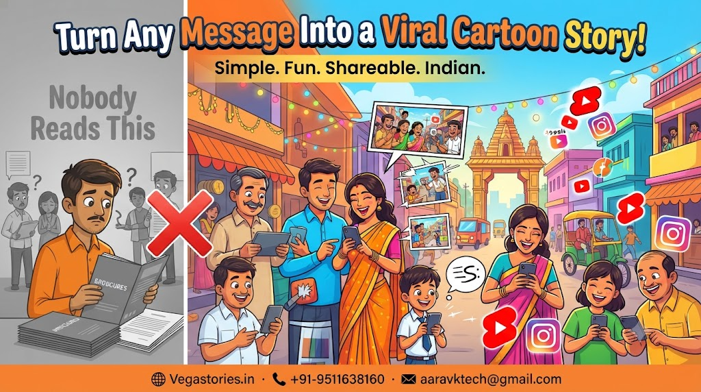 From Boring Brochure to Viral Cartoon Story in 60 Seconds