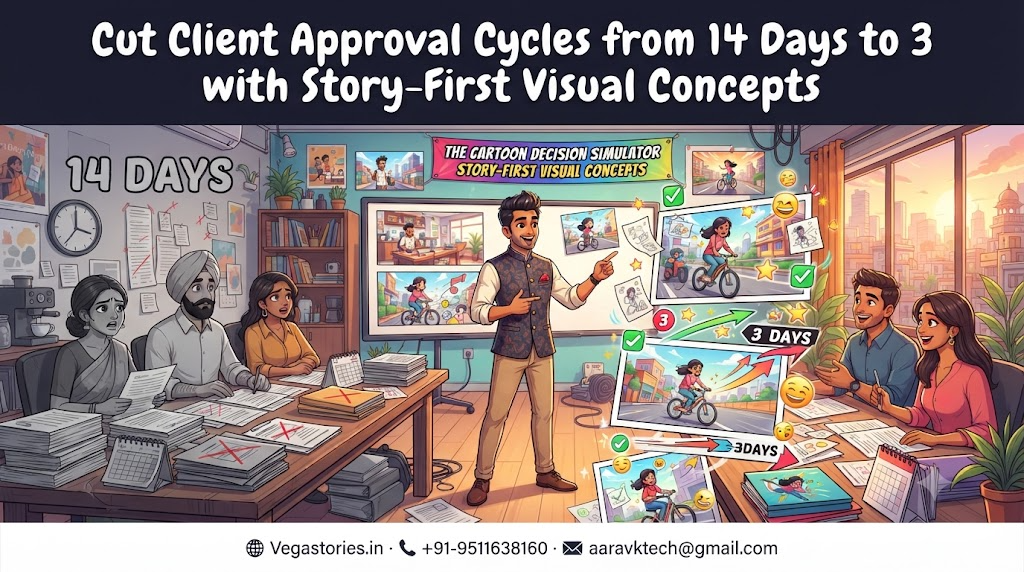 The Cartoon Decision Simulator: Cut Client Approval Cycles from 14 Days to 3 with Story-First Visual Concepts