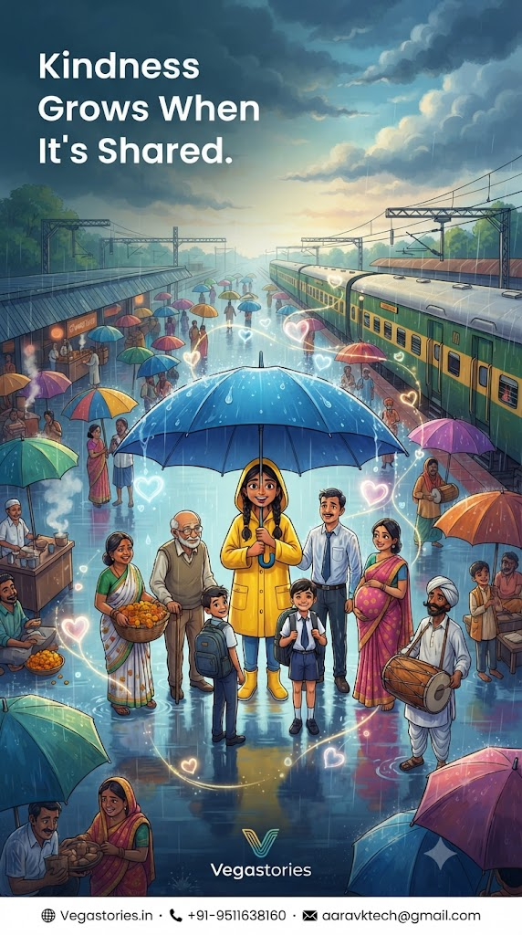 The Umbrella That Collected Kindness: A Rainy-Day Cartoon About Helping Strangers