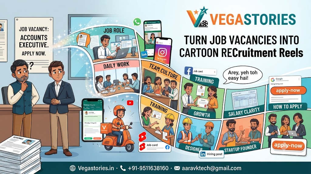 Job Vacancy to Cartoon Recruitment Reel: Turn Hiring Posts into Relatable Indian Story Shorts