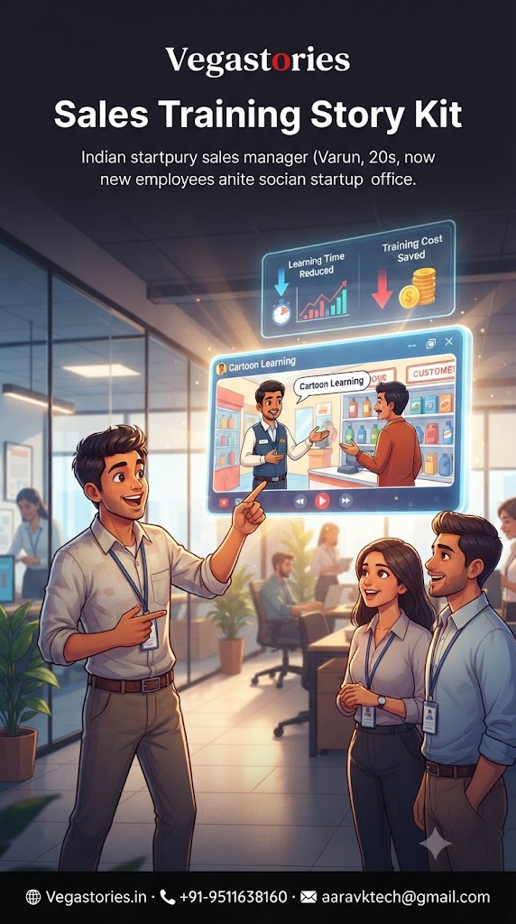 Vegastories Sales Training Story Kit: How Businesses Save Training Costs and Reduce New Employee Learning Time with Cartoon Learning