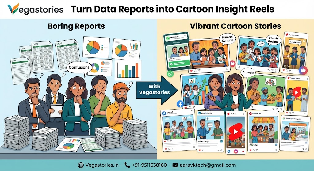 Data Report to Cartoon Insight Reel: Turn Boring Numbers into Simple Indian Story Shorts