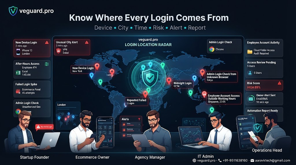 Login Location Radar: detect unusual sign-ins by device, city and time before accounts are misused