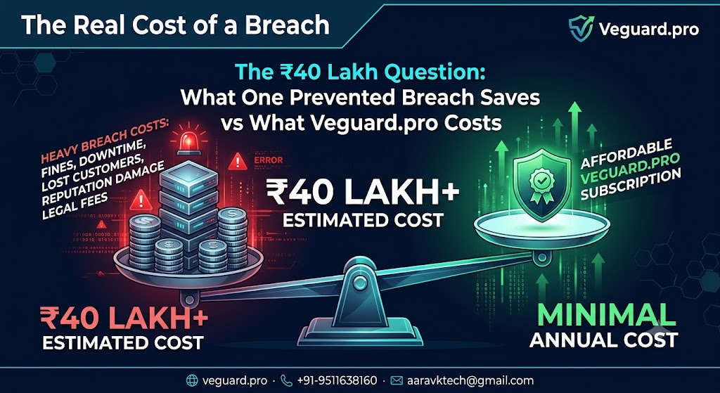 The ₹40 Lakh Question: What One Prevented Breach Saves vs What veguard.pro Costs