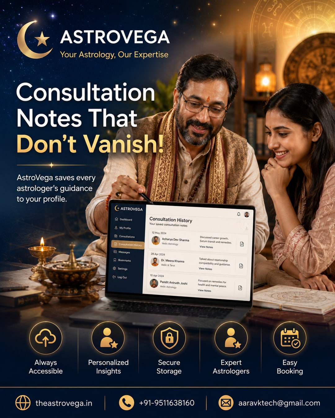 Consultation Notes That Don't Vanish: AstroVega Saves Every Astrologer's Guidance To Your Profile
