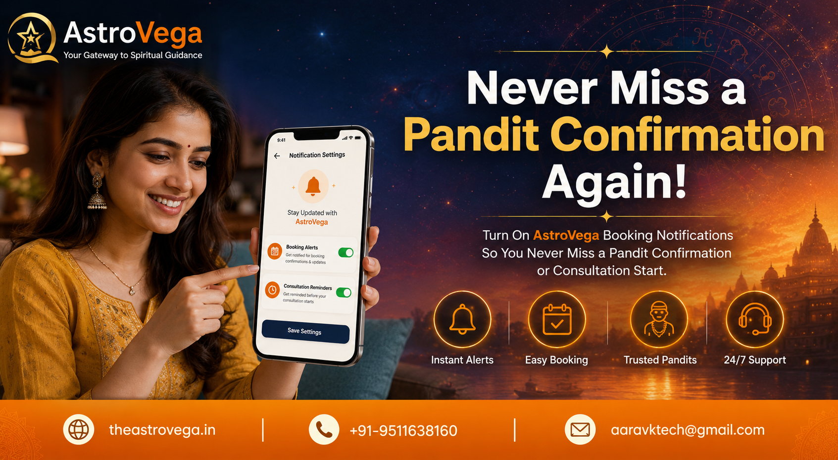 Quick Tip: Turn On AstroVega Booking Notifications So You Never Miss a Pandit Confirmation or Consultation Start