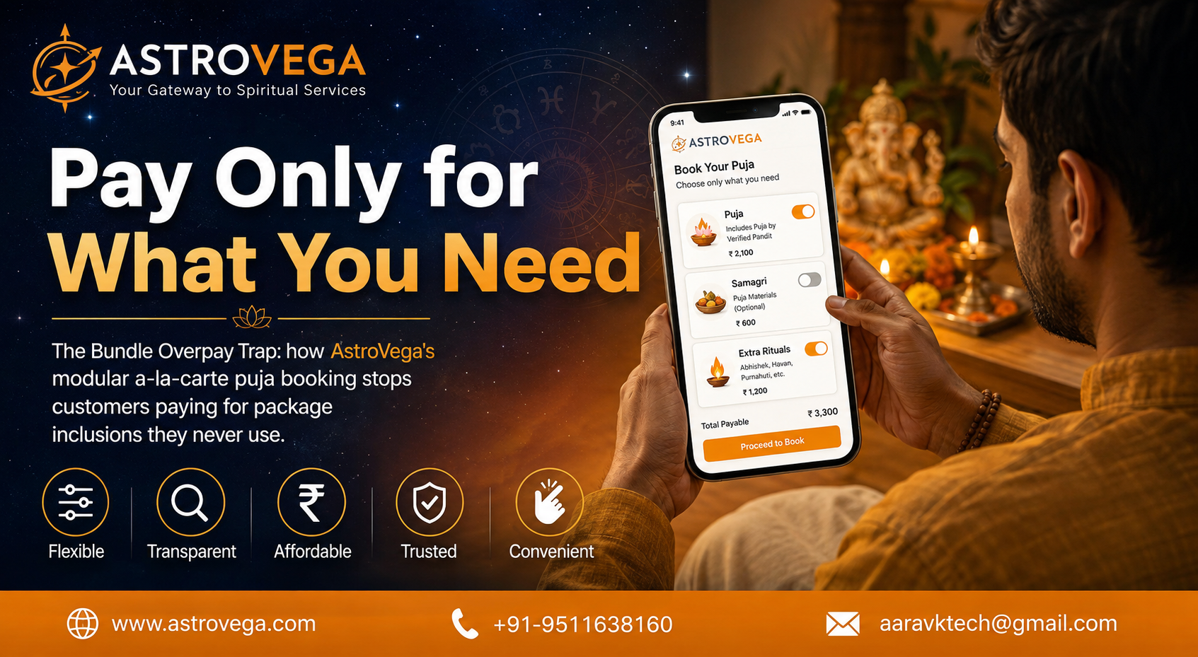 The Bundle Overpay Trap: how AstroVega's modular a-la-carte puja booking stops customers paying for package inclusions they never use