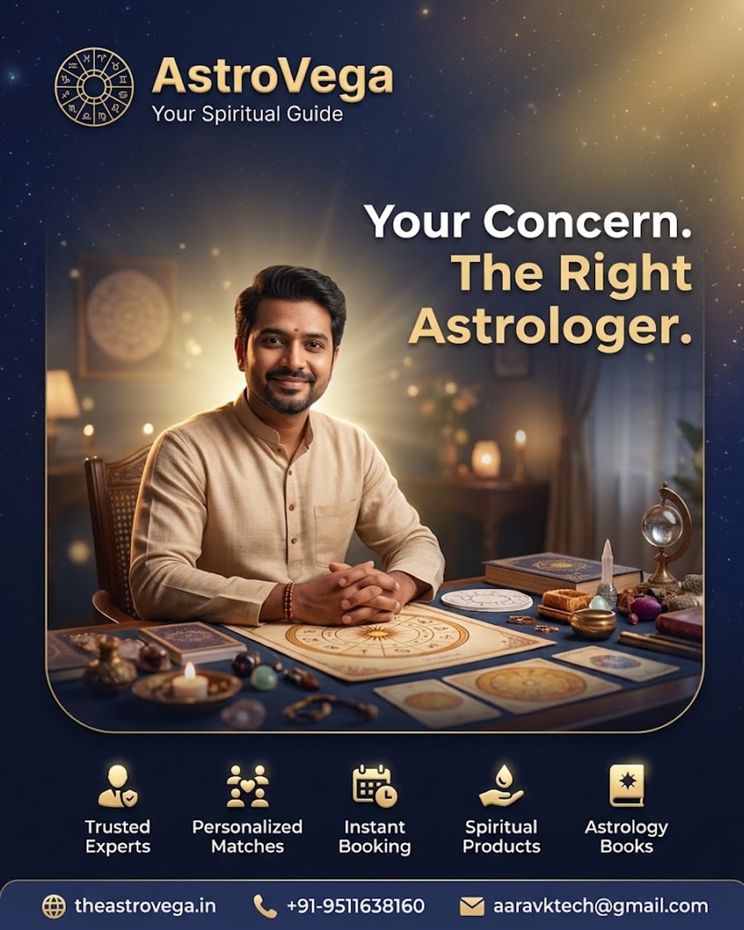 Future Vision: What if choosing the right astrologer on AstroVega was never a guessing scroll through dozens of profiles, but a guided match built around your actual concern - marriage, career, health worry, or family matter?