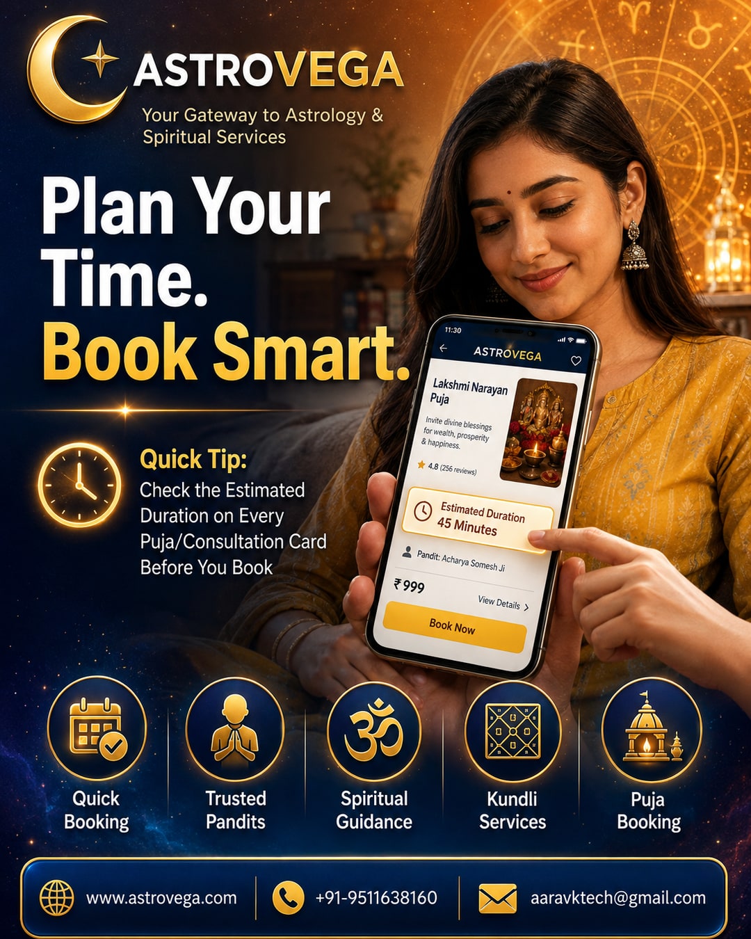 Quick Tip: Check the Estimated Duration on Every Puja/Consultation Card Before You Book