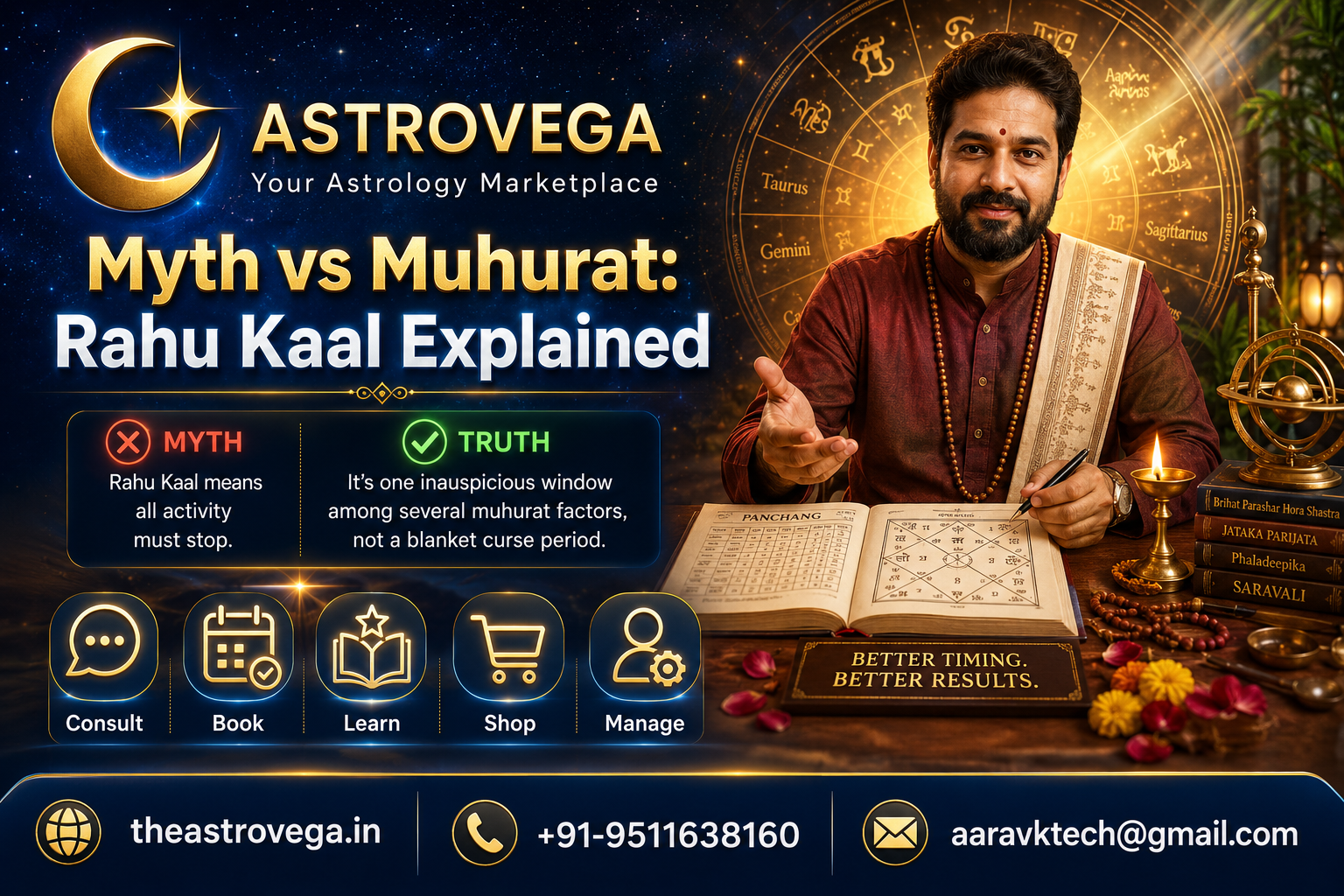 Myth-busting: Rahu Kaal does not mean all activity must stop — it's one inauspicious window among several muhurat factors, not a blanket curse period