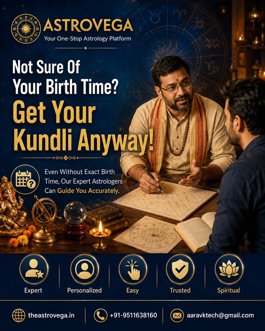 FAQ Answered: What if I don't know my exact birth time - can I still get a reliable Kundli on AstroVega?