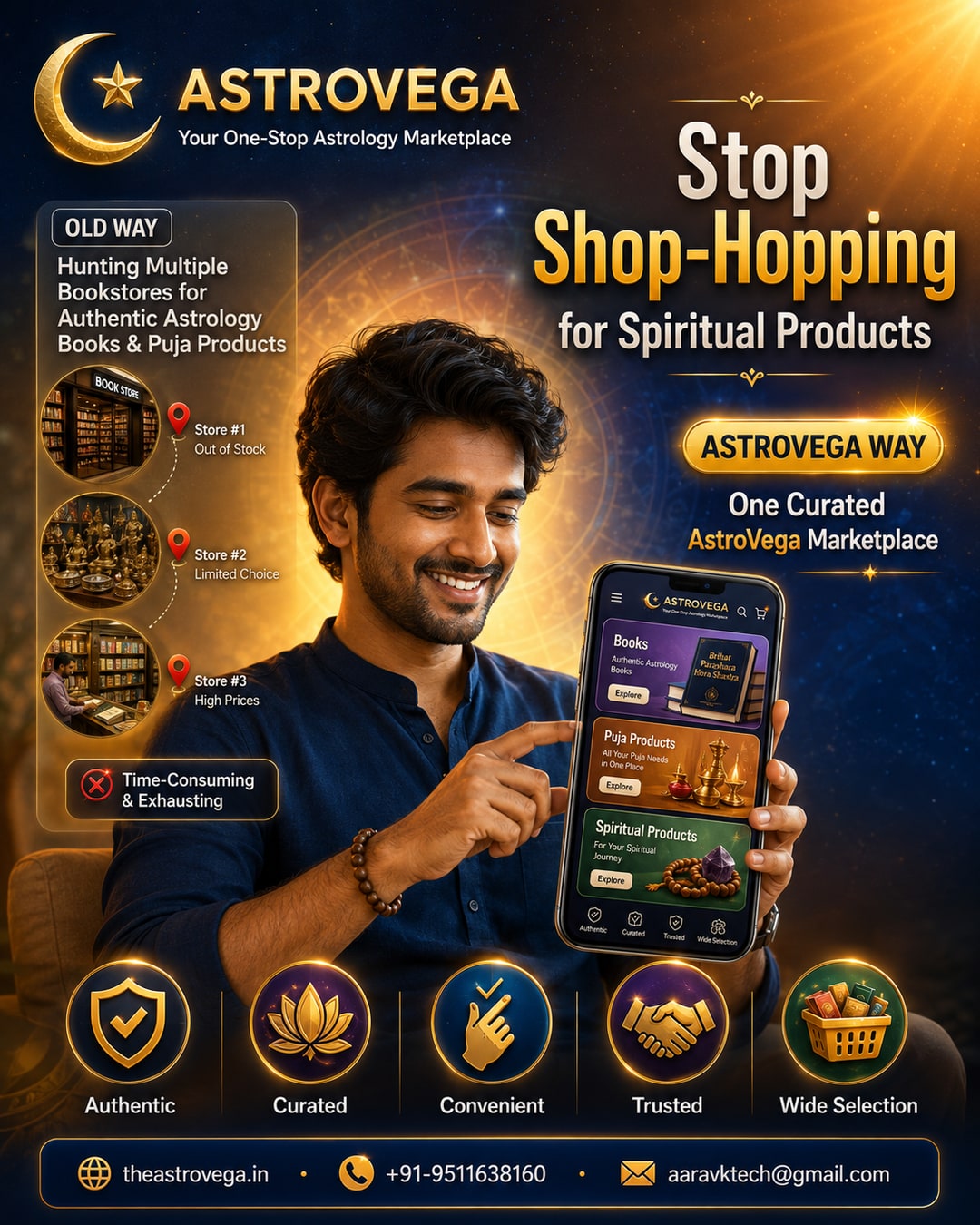 Old Way vs AstroVega Way: Hunting Multiple Bookstores for Authentic Astrology Books & Puja Products vs One Curated AstroVega Marketplace