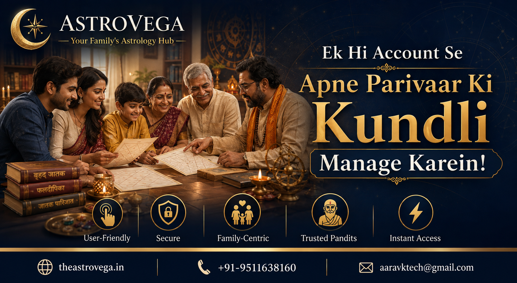 Family Kundli Vault: manage kundlis & bookings for your whole family under one AstroVega login