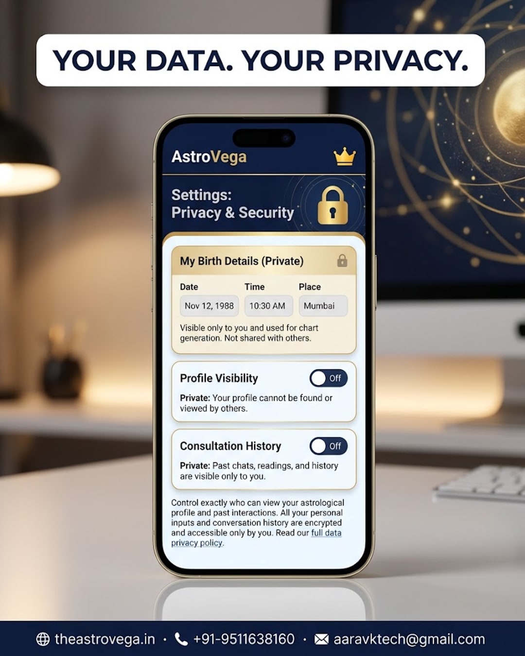 FAQ answered: is my birth data and consultation history actually private on AstroVega, or can other people see it?