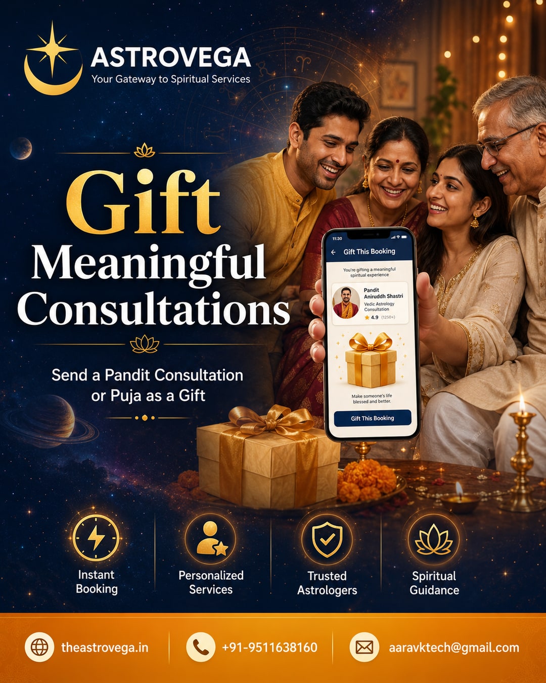 AstroVega Gift Booking — Send a Pandit Consultation or Puja as a Gift