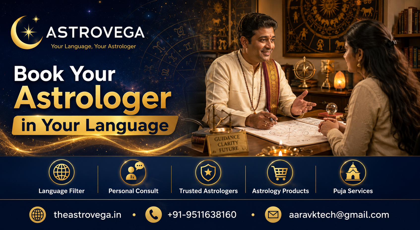 Book in your own language: filter astrologers by the language they speak on AstroVega