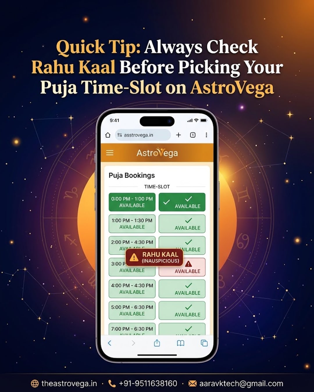 Quick Tip: Always Check Rahu Kaal Before Picking Your Puja Time-Slot on AstroVega