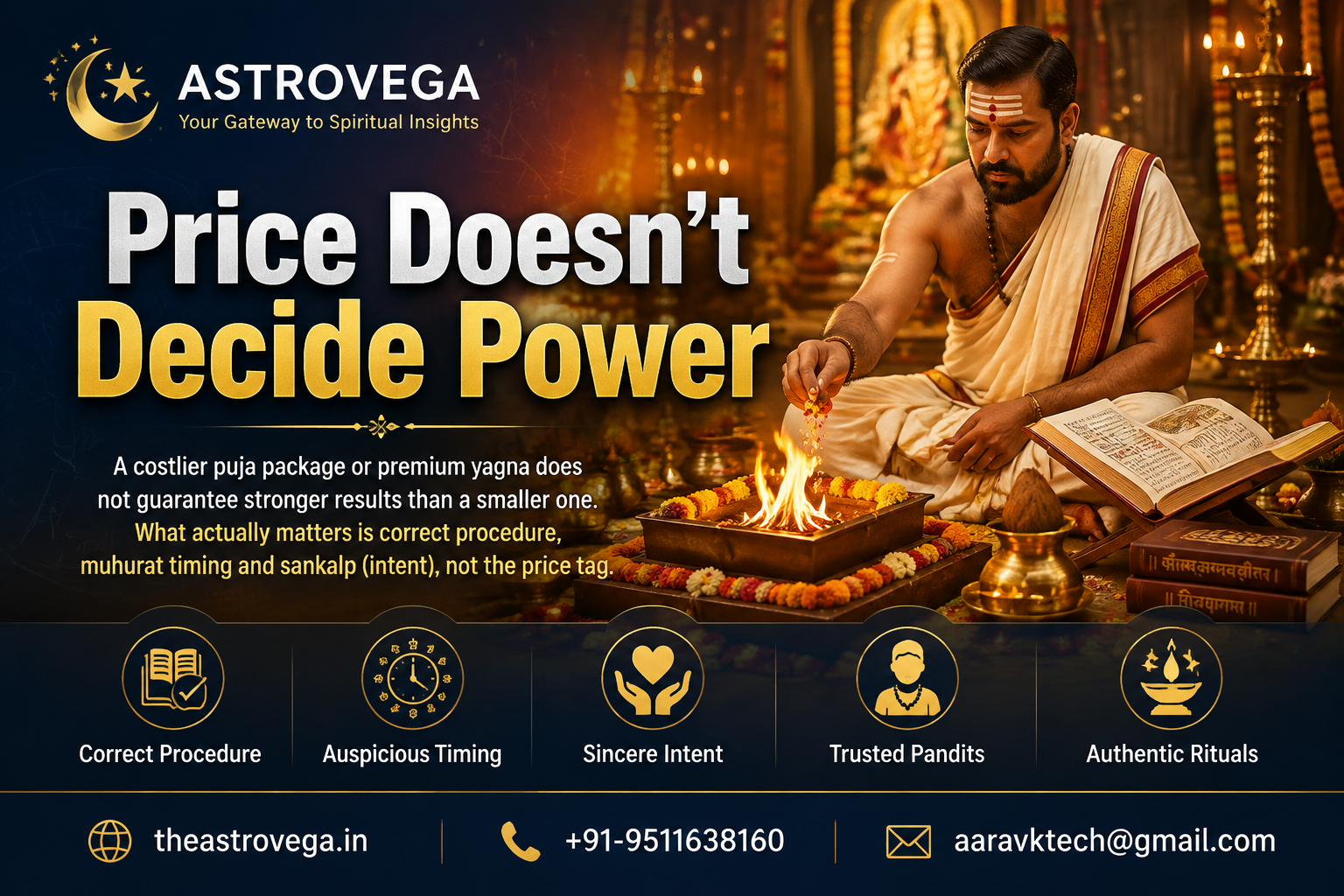 Myth-busting: a costlier puja package or premium yagna does not guarantee stronger results than a smaller one - what actually matters is correct procedure, muhurat timing and sankalp (intent), not the price tag