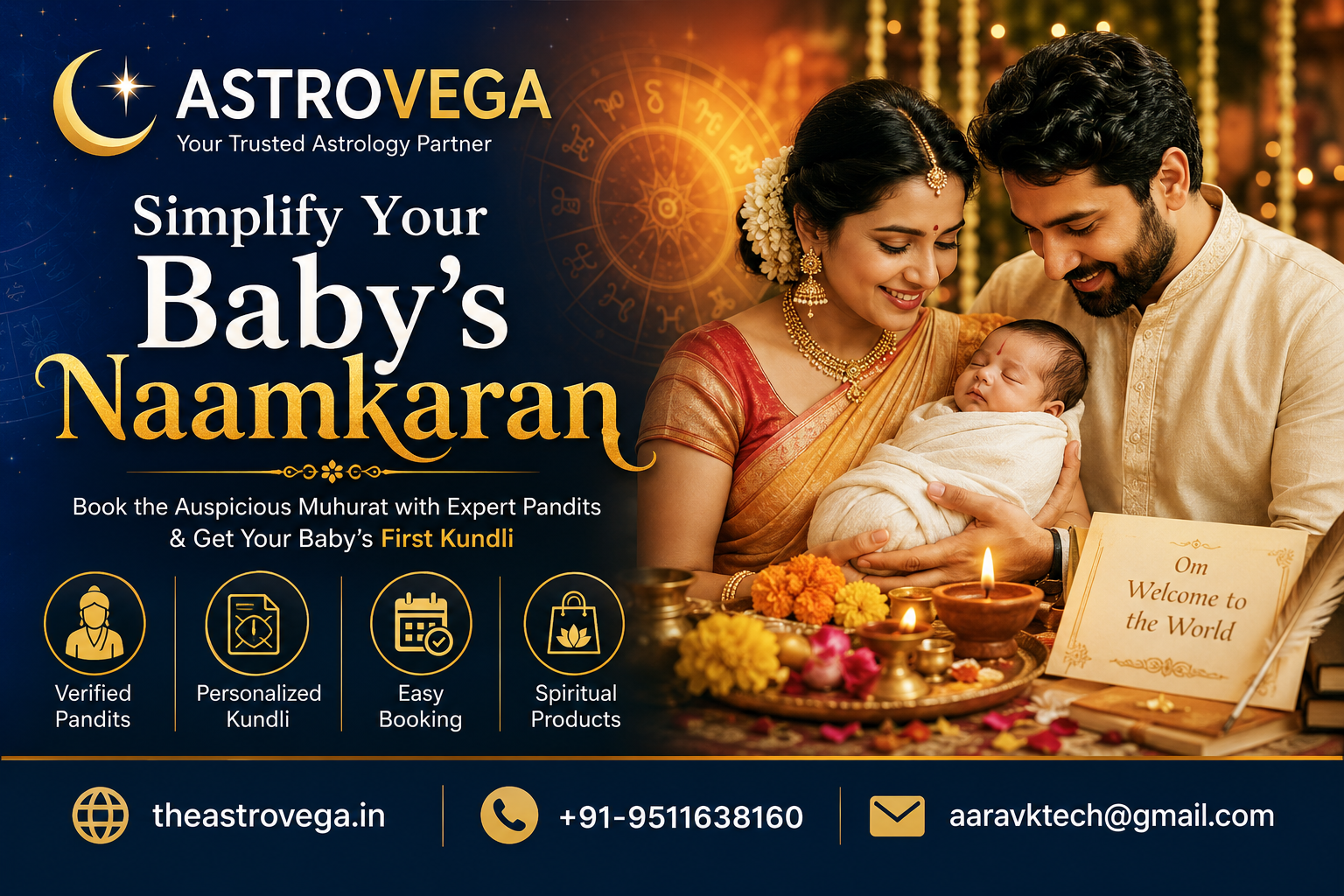Naamkaran & Baby's First Kundli: New Parents Booking a Naming Ceremony Muhurat on AstroVega