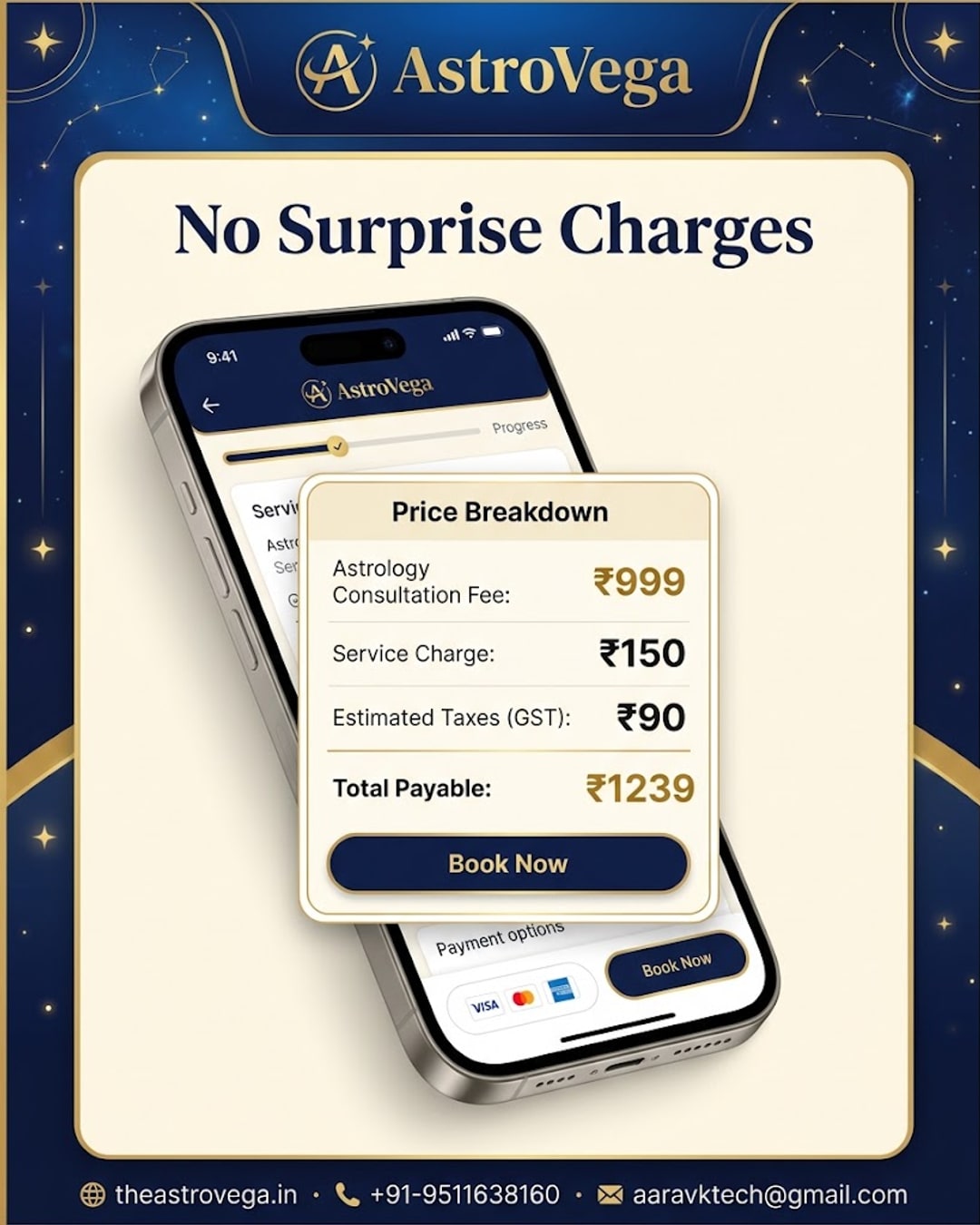 FAQ answered: are there hidden charges on AstroVega beyond the price shown for a consultation or puja booking?