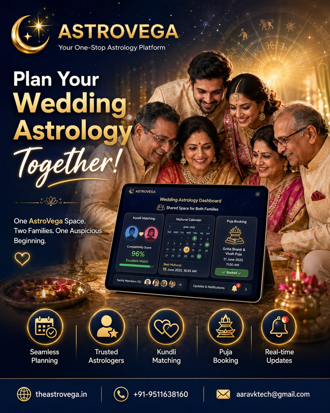 Future vision: what if both families planning a wedding shared one AstroVega space instead of running kundli matching, muhurat and puja bookings separately