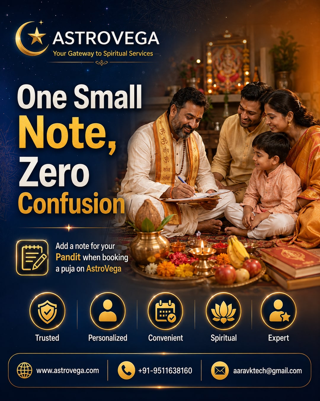 Quick tip: Add a note for your Pandit when booking a puja on AstroVega