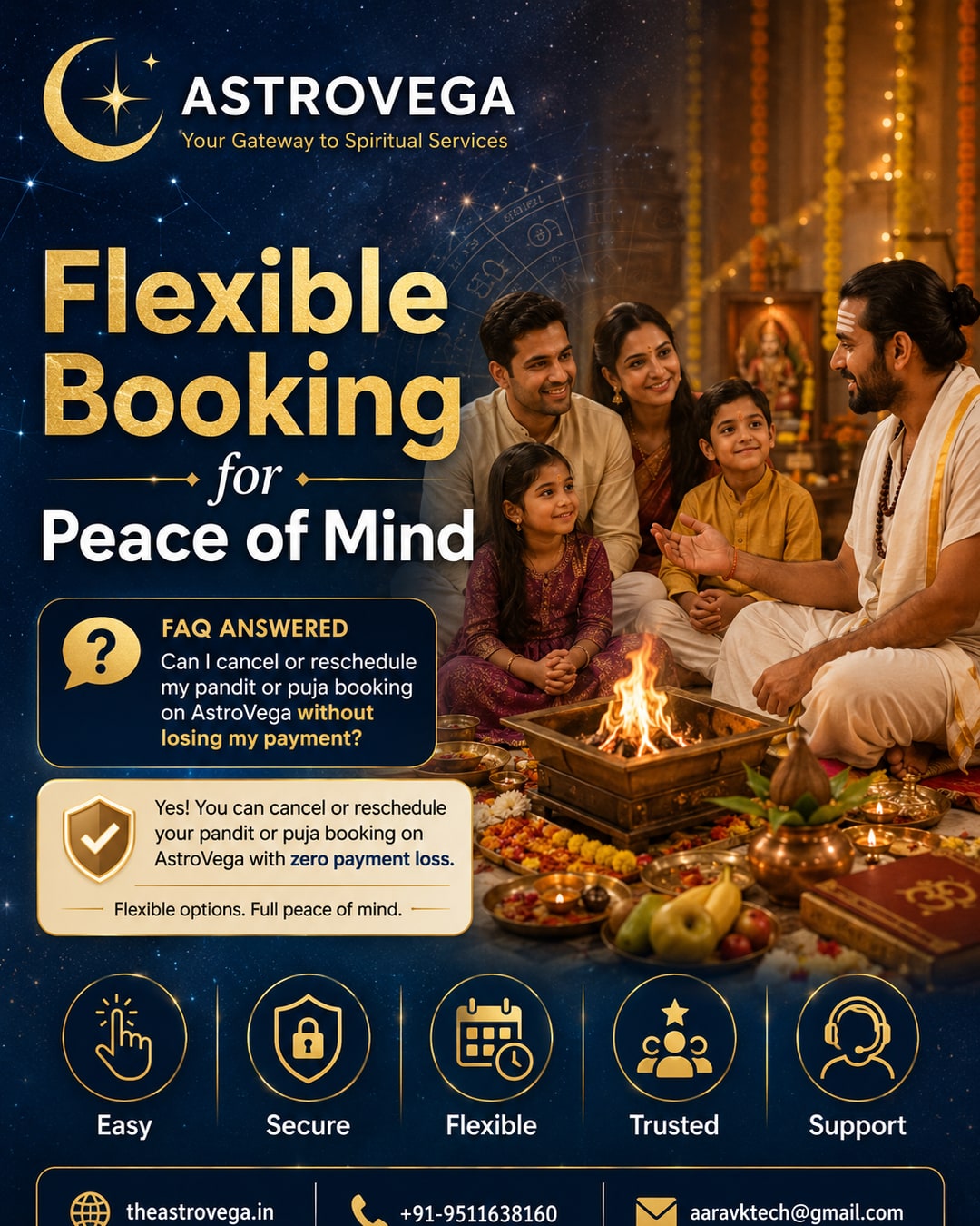 FAQ answered: Can I cancel or reschedule my pandit or puja booking on AstroVega without losing my payment?
