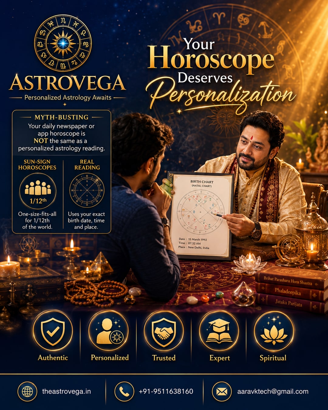Myth-busting: your daily newspaper or app horoscope is NOT the same as a personalized astrology reading - sun-sign horoscopes are one-size-fits-all for 1/12th of the world, while a real reading uses your exact birth date, time and place
