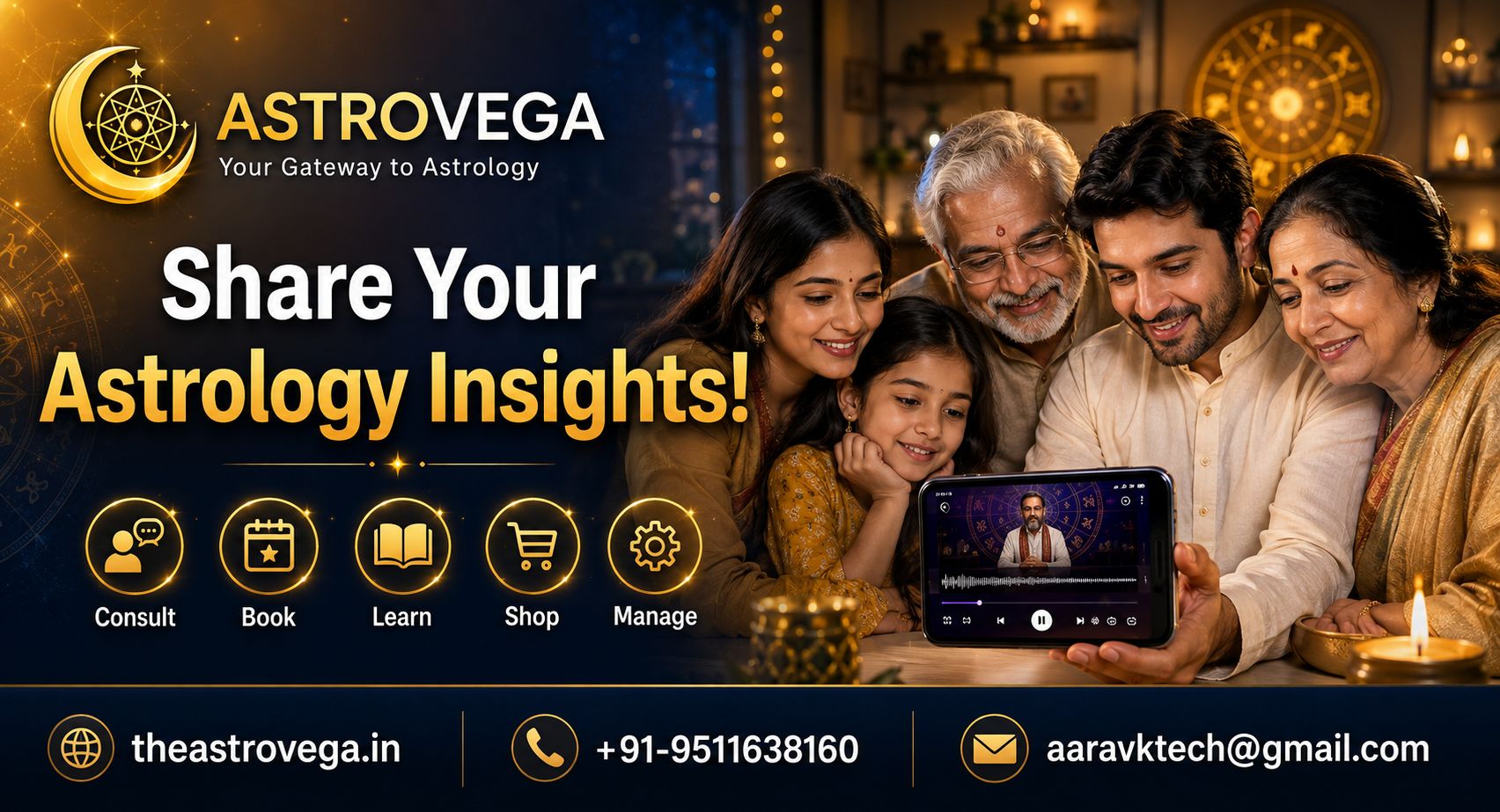 Share your AstroVega consultation recording link with family members who couldn't join the call live