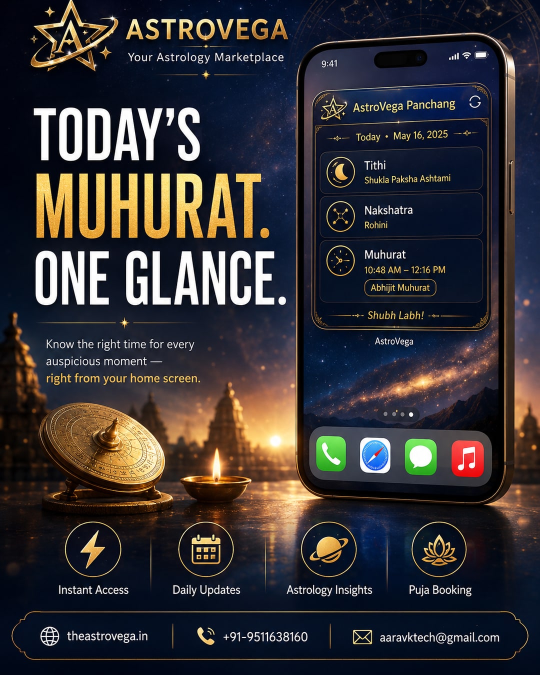 AstroVega Panchang Home Screen Widget — Muhurat Info Without Opening the App