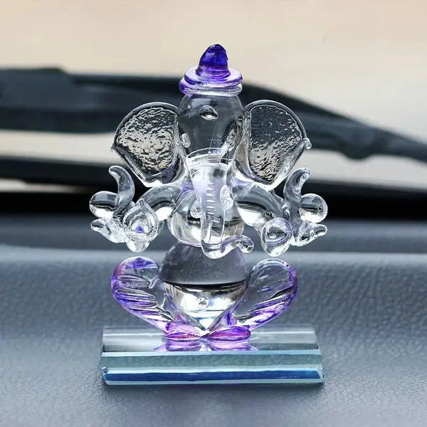 Ganesha Idol, Sphatik Ganesh Murti Decor Showpiece, Size 3.5x2 Inch