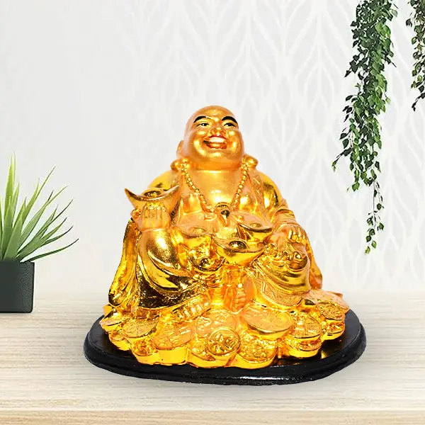 Buddha, Coin Laughing Buddha, Coin Buddha, Size 4X4.5 Inch