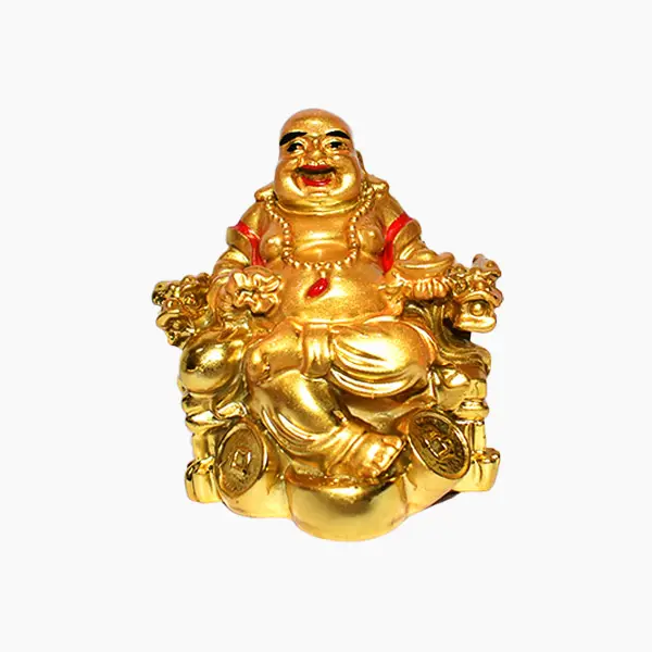 Buddha, Coin Laughing Buddha, Golden Lucky Coin Buddha, Size 3.5x2.5 Inch