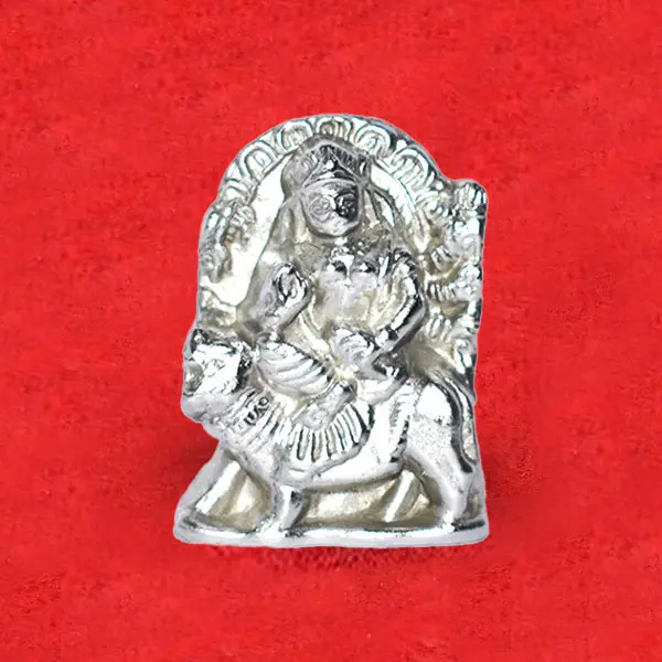 Durga Idol, Pure Parad Durga Murti, Mercury Durga Idol, Size 2x1.5 Inch
