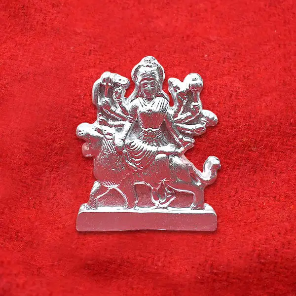 Durga Idol, Pure Parad Durga Murti, Mercury Durga Idol, Size 2x2.5 Inch