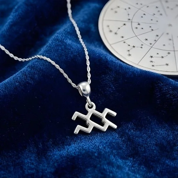 Aquarius Pendant, Kumbh Rashi Sign Locket, Aquarius Necklace, Size 1x0.5 Inch