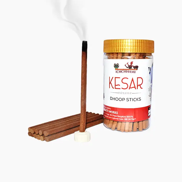 Saffron Sandal Dhoop Sticks, Saffron & Sandalwood Incense Sticks, 50 Pcs Incense Sticks