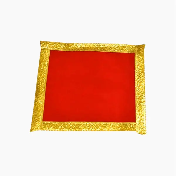 Red Puja Aasan, Red Puja Chowki Aasan, Worship Carpet, Size 8x8 Inch