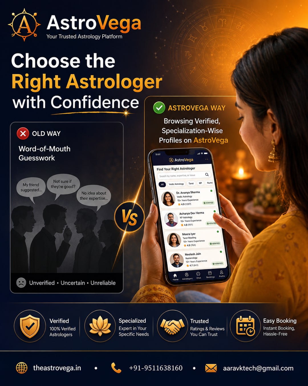 Old Way vs AstroVega Way: Choosing an Astrologer on Word-of-Mouth Guesswork vs Browsing Verified, Specialization-Wise Profiles on AstroVega