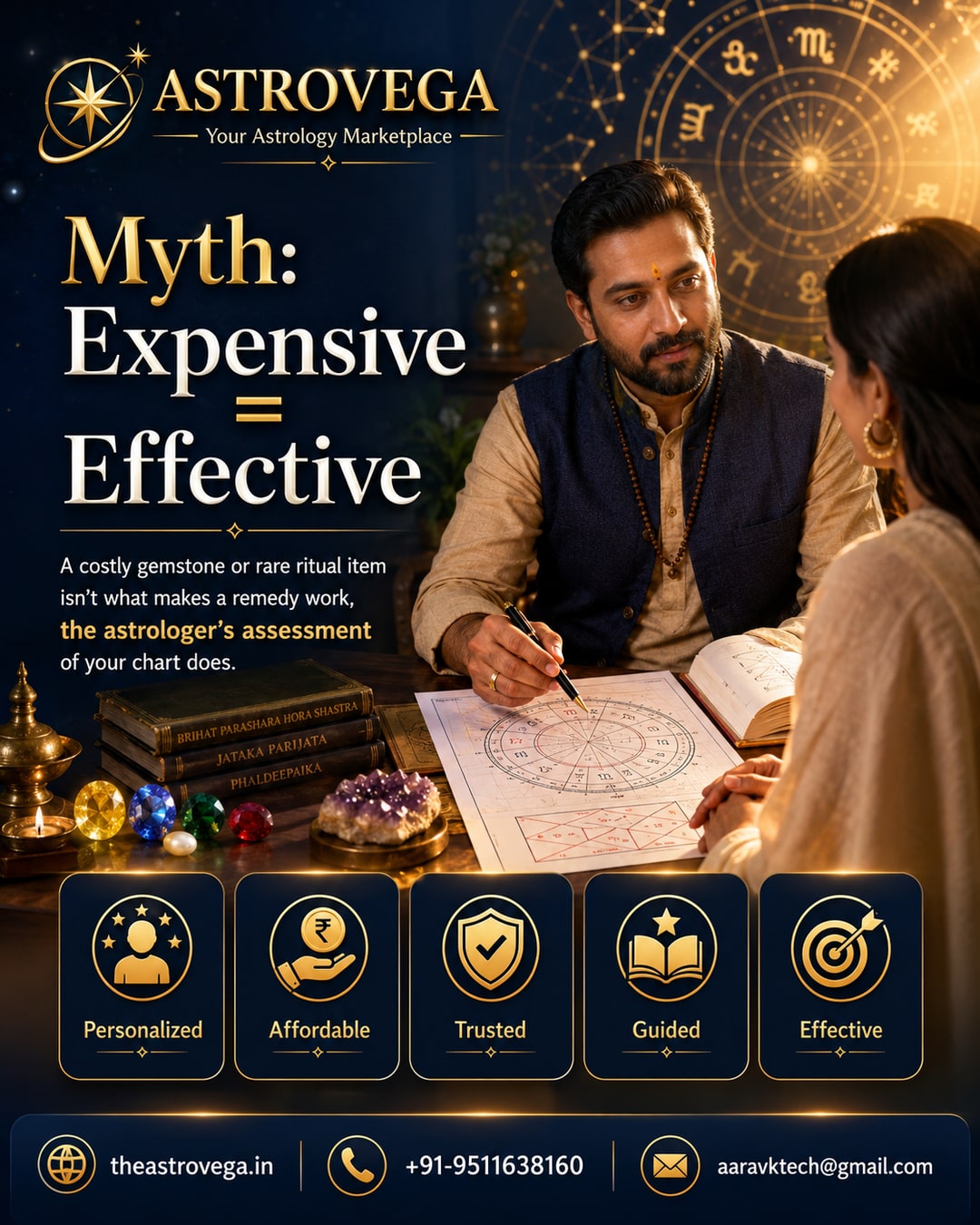 Myth-busting: an astrology remedy doesn't need to be expensive - a costly gemstone or rare ritual item isn't what makes a remedy work, the astrologer's assessment of your chart does
