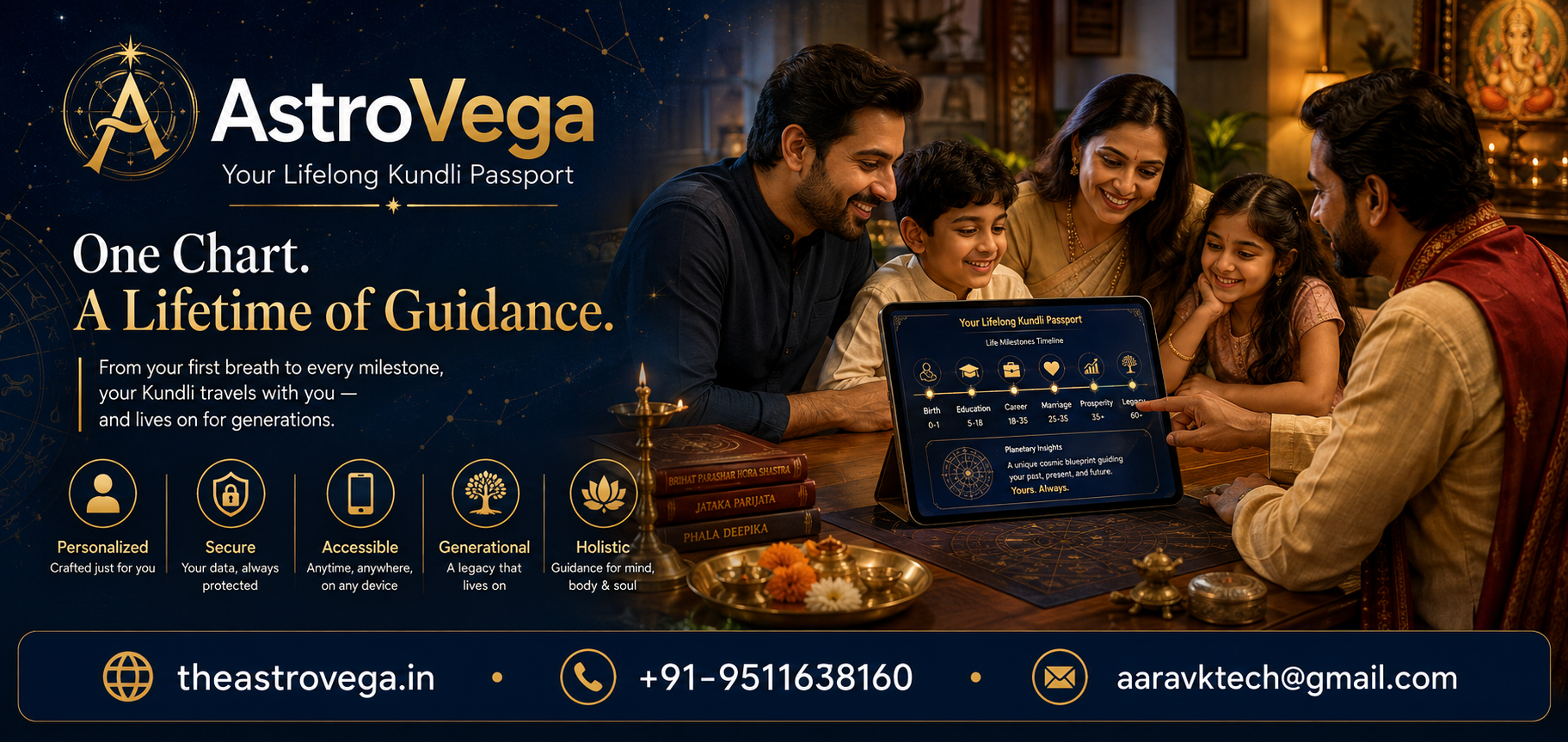 The Lifelong Kundli Passport: a future where your AstroVega chart travels with you from birth to every milestone, and can be handed down through generations
