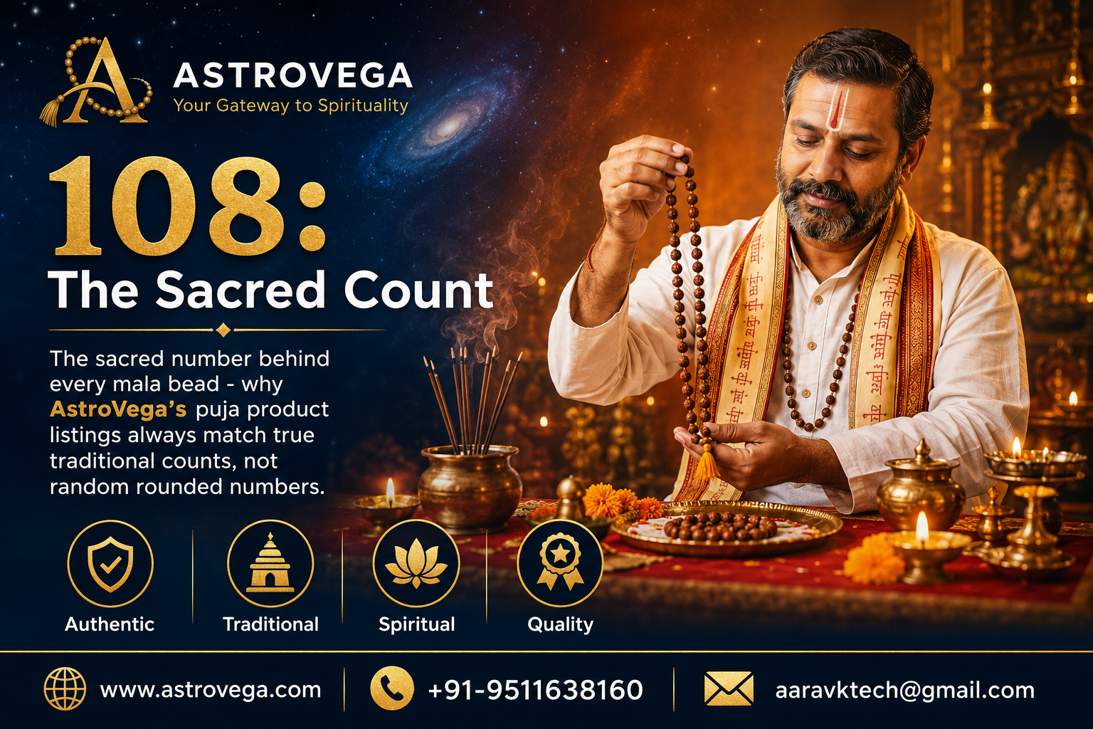 108: the sacred number behind every mala bead - why AstroVega's puja product listings always match true traditional counts, not random rounded numbers